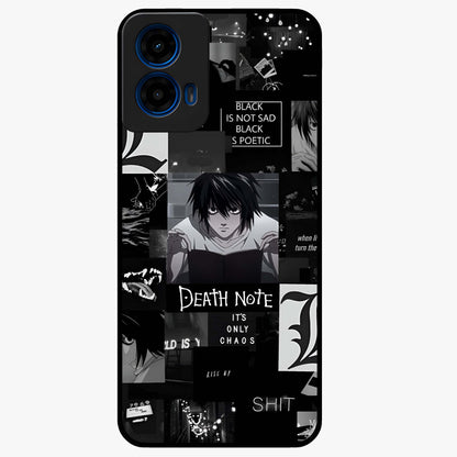 Midnight Chaos Mind Glass Case showing flat back view with abstract dark themed artwork and glossy glass finish.