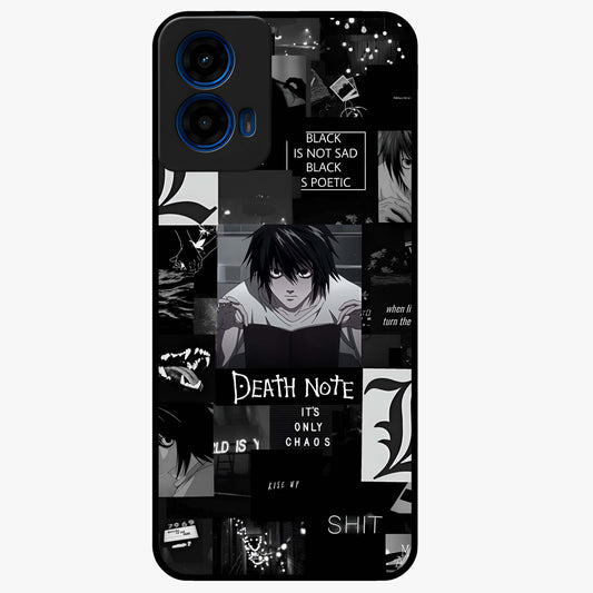 Midnight Chaos Mind Glass Case showing flat back view with abstract dark themed artwork and glossy glass finish.