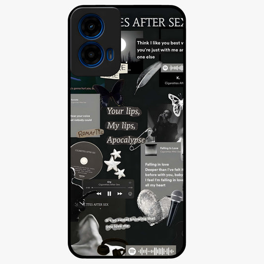 Midnight Love Echo Glass Case showing flat back view with romantic midnight themed artwork and glossy glass finish.