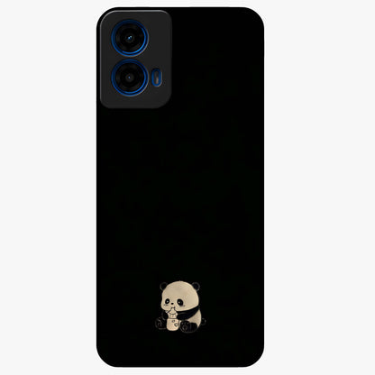 Midnight Panda Love Glass Case showing flat back view with cute panda themed artwork and glossy glass finish.