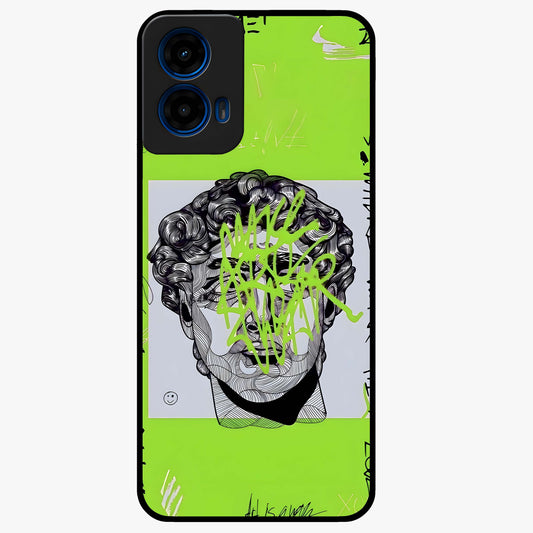 Neo Graffiti Rebellion Glass Case showing flat back view with vibrant graffiti artwork and glossy glass finish.