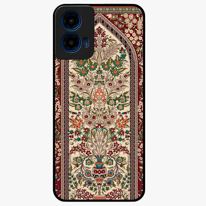 Persian Inspired Glass Case showing flat back view with ornate Persian style pattern artwork and glossy glass finish.