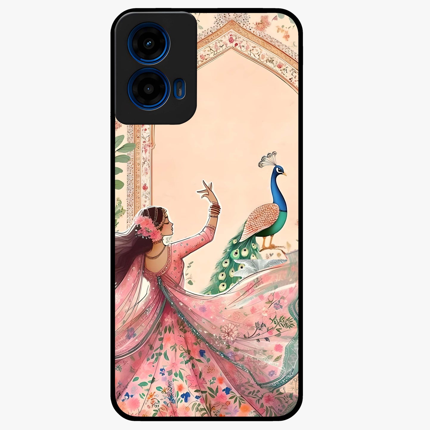 Royal Grace Muse Glass Case showing flat back view with elegant artistic artwork and glossy glass finish.