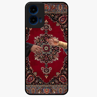 Royal Touch Reach Glass Case showing flat back view with elegant royal themed artwork and glossy glass finish.