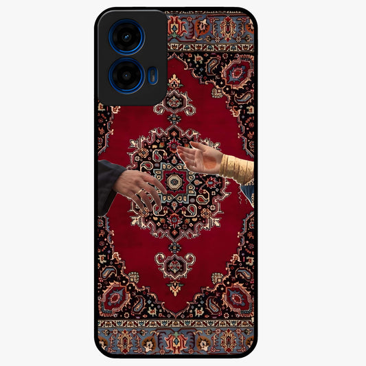 Royal Touch Reach Glass Case showing flat back view with elegant royal themed artwork and glossy glass finish.