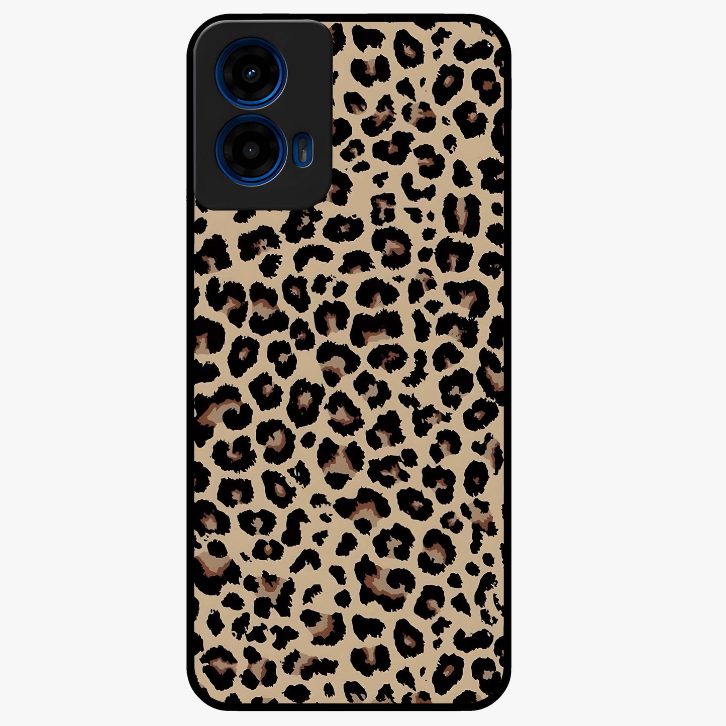 Savage Chic Pattern Glass Case showing flat back view with stylish patterned artwork and glossy glass finish.