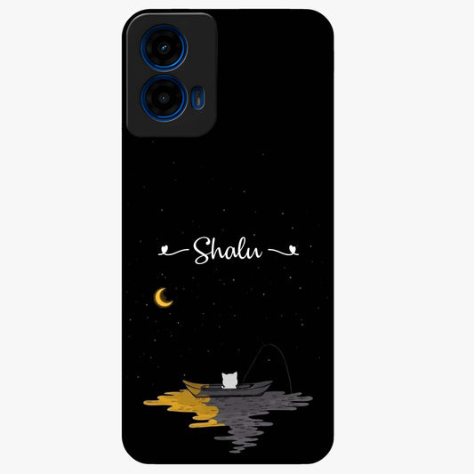 Silent Night Row Glass Case showing flat back view with calm night themed artwork and glossy glass finish.