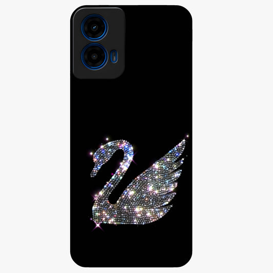 Starlit Swan Grace Glass Case showing flat back view with graceful swan artwork under starry sky and glossy glass finish.