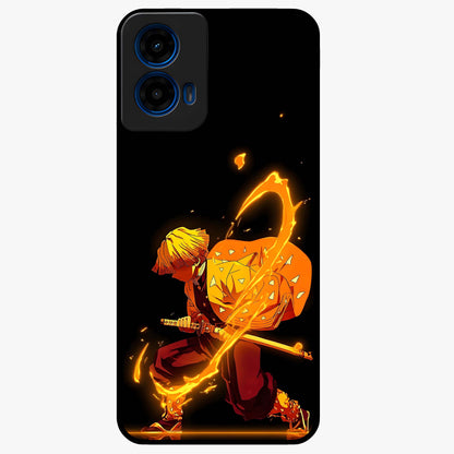 Thunder Flame Execution Glass Case showing flat back view with powerful flame and lightning artwork and glossy glass finish.