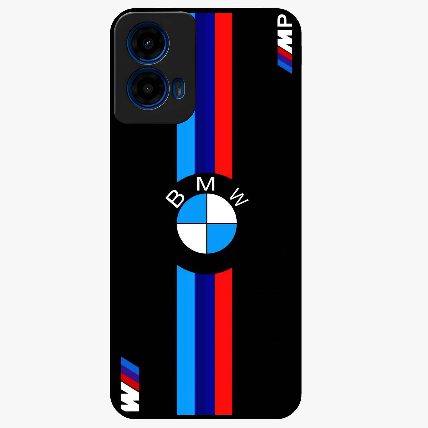 Turbo BMW Beast Glass Case showing flat back view with high performance sports car artwork and glossy glass finish.