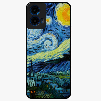 Van Gogh Art Glass Case showing flat back view with classic painterly artwork inspired by Van Gogh style and glossy glass finish.