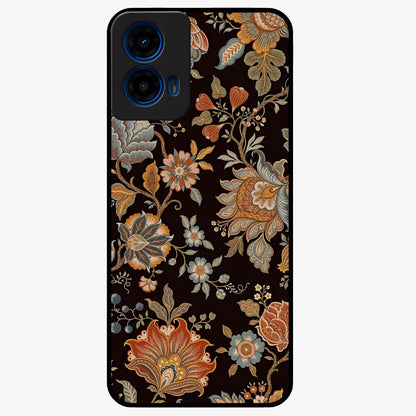 Vintage Floral Dream Glass Case showing flat back view with classic floral artwork and glossy glass finish.