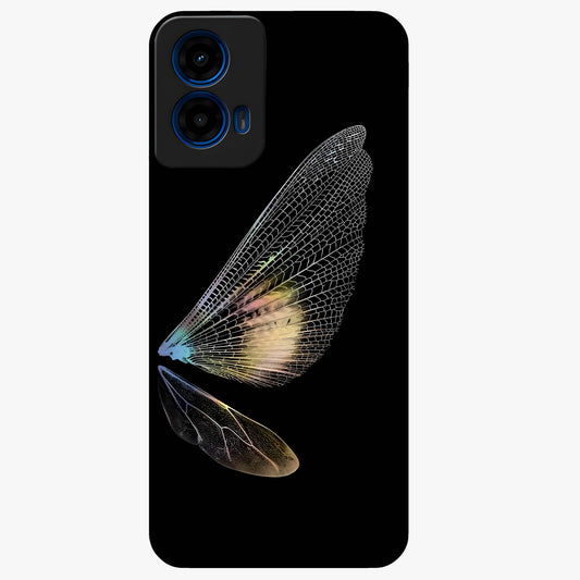 Whispers Of Wings Glass Case showing flat back view with graceful wing inspired artwork and glossy glass finish.