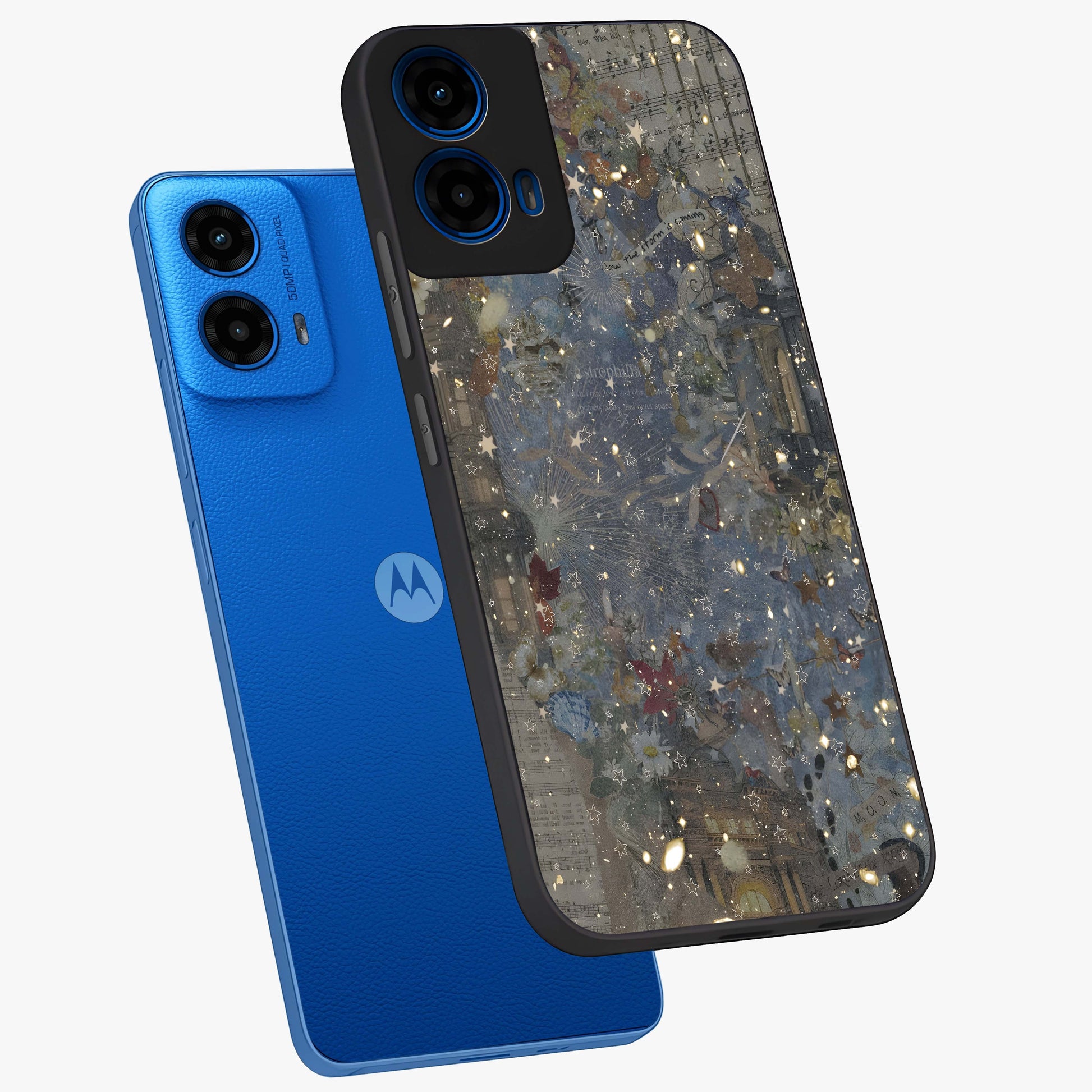 Aesthetic Astrolophia Glass Case displayed in angled mockup highlighting artistic aesthetic elements and smooth glass surface.