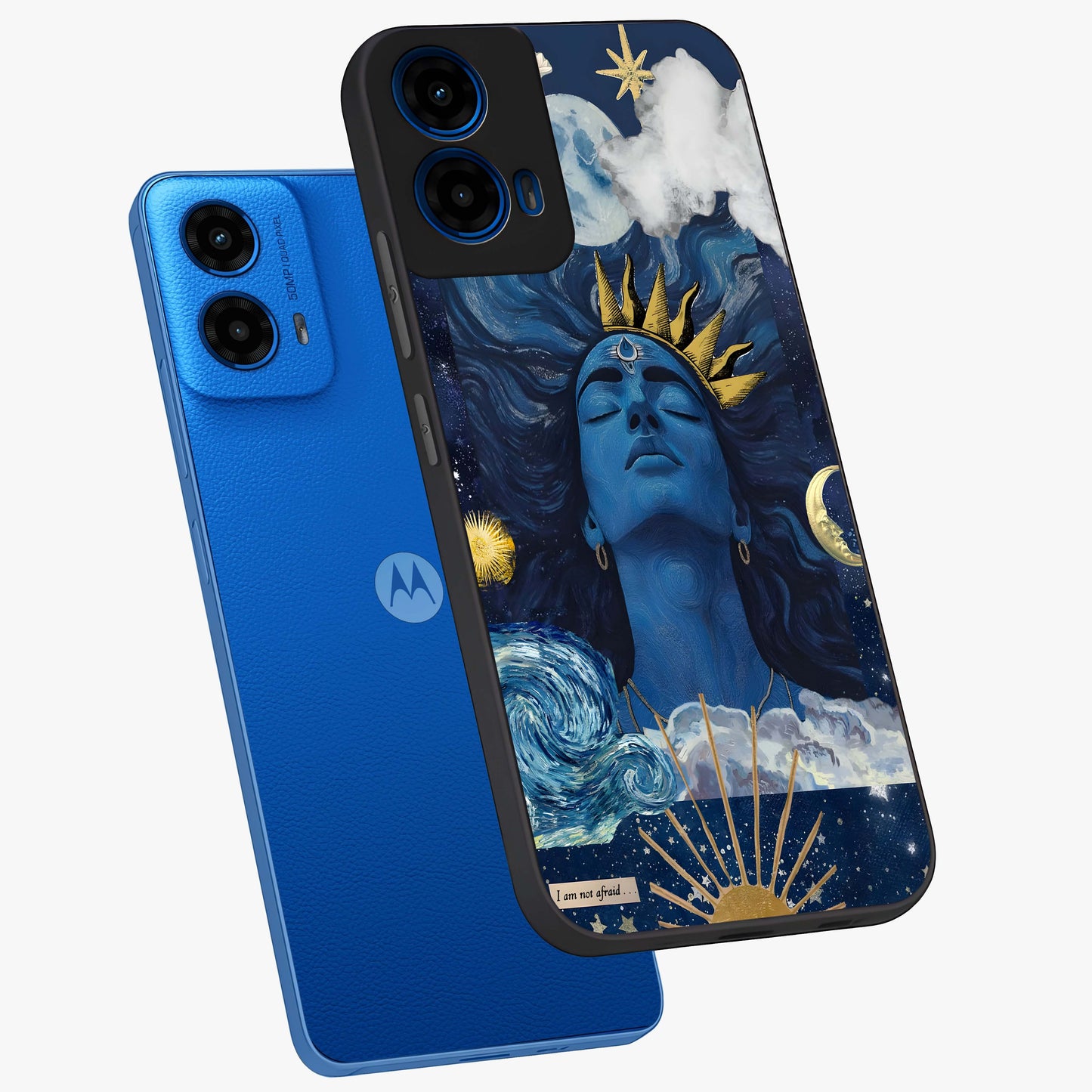 Aesthetic Lord Shiva Glass Case displayed in angled mockup highlighting spiritual Shiva illustration and sacred aesthetic design.