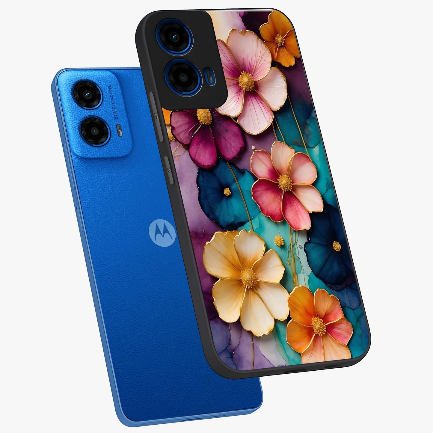 Artlyn Grace Flower Pattern Glass Case displayed in angled mockup highlighting delicate flower pattern design and smooth glass surface.