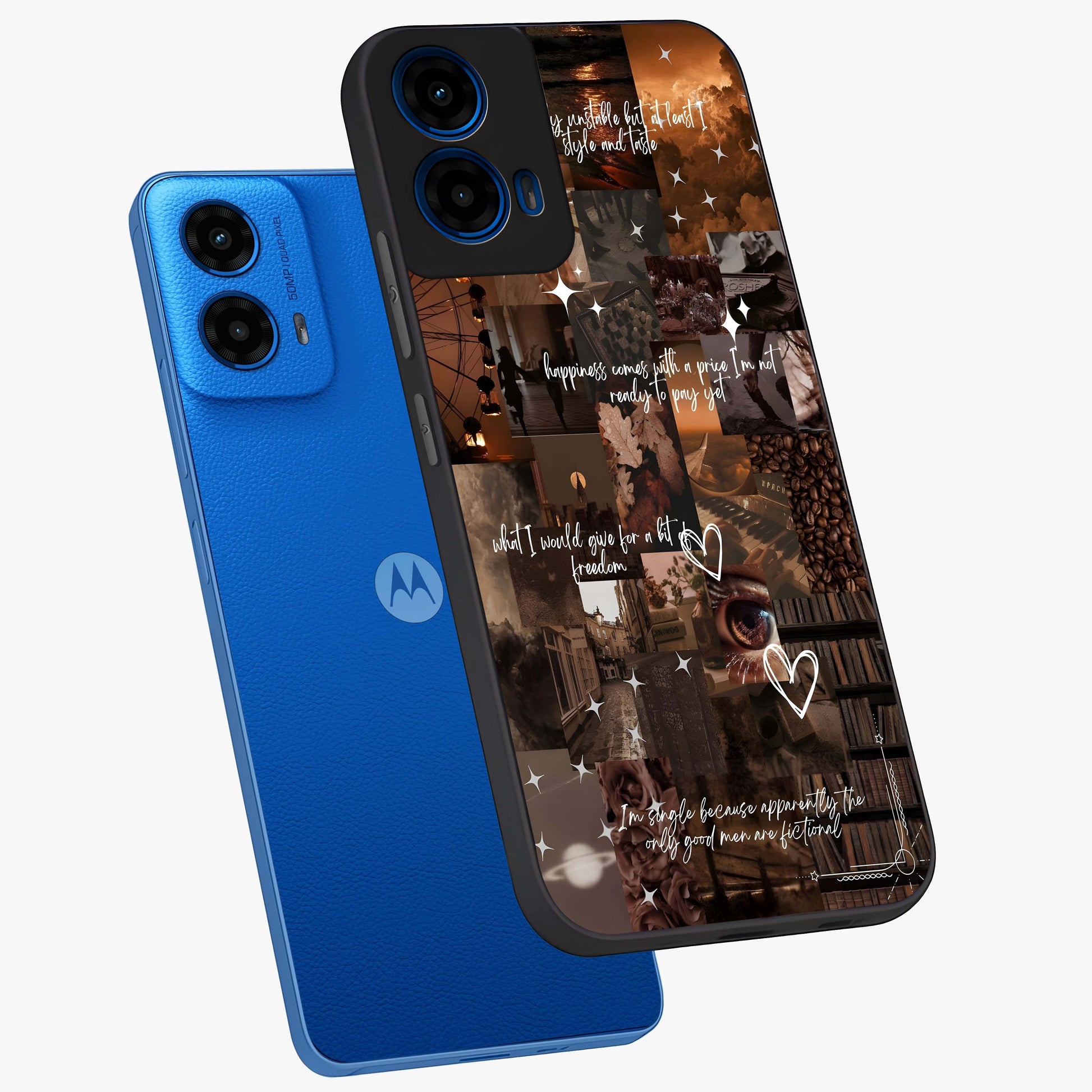Bittersweet Aesthetic Chaos Glass Case displayed in angled mockup highlighting expressive abstract artwork and edgy aesthetic theme.