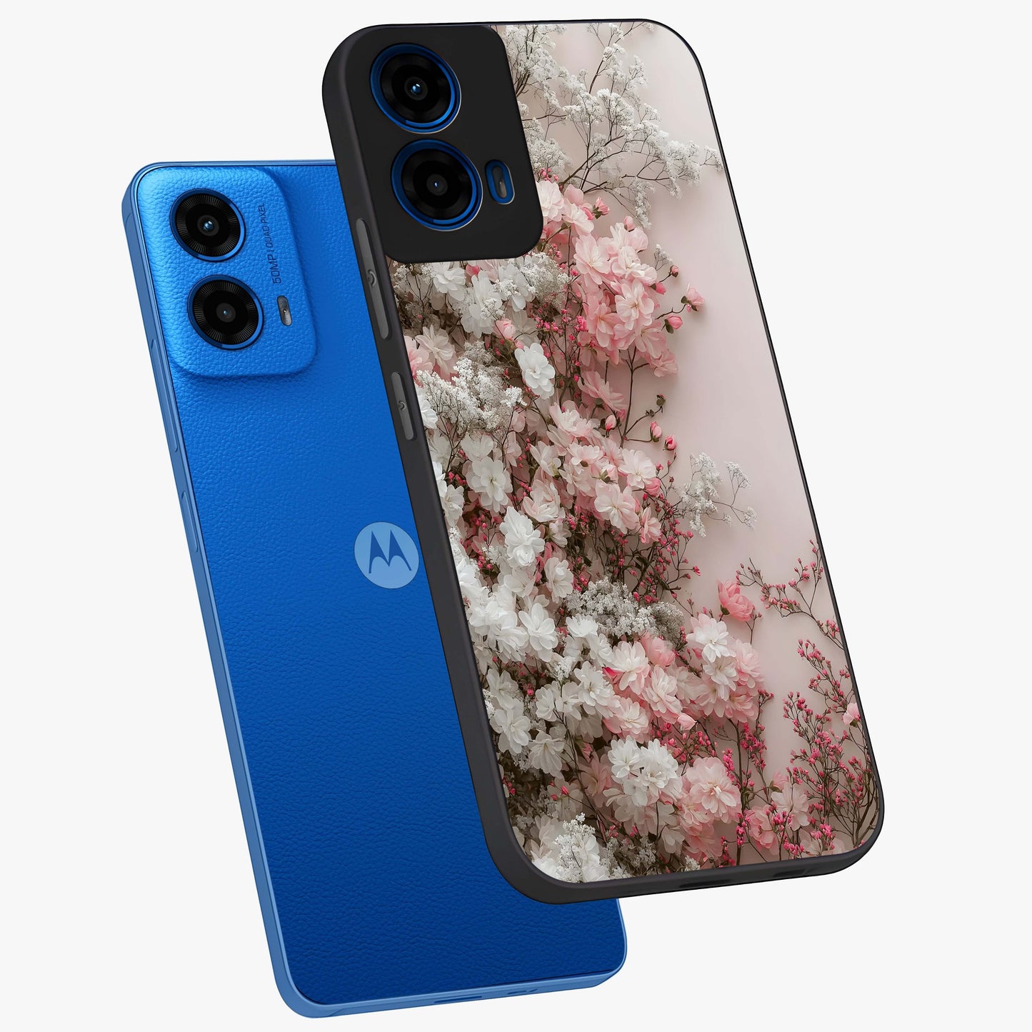 Blush Blossom Cloud Glass Case displayed in angled mockup highlighting soft cloud and blossom design with pastel aesthetic.