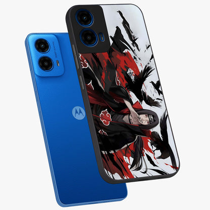 Crimson Crow Illusion Glass Case displayed in angled mockup highlighting mysterious crow graphic with dark aesthetic style.