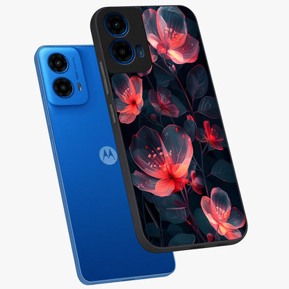 Dark Shade of Flower Glass Case displayed in angled mockup highlighting moody floral illustration with aesthetic dark tones.