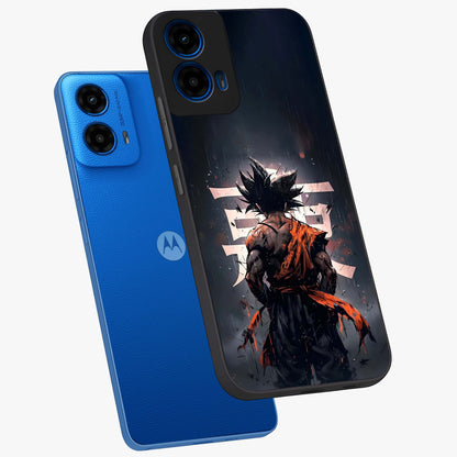 Dark Warrior In Rain Glass Case displayed in angled mockup highlighting dramatic warrior illustration with dark rain aesthetic.