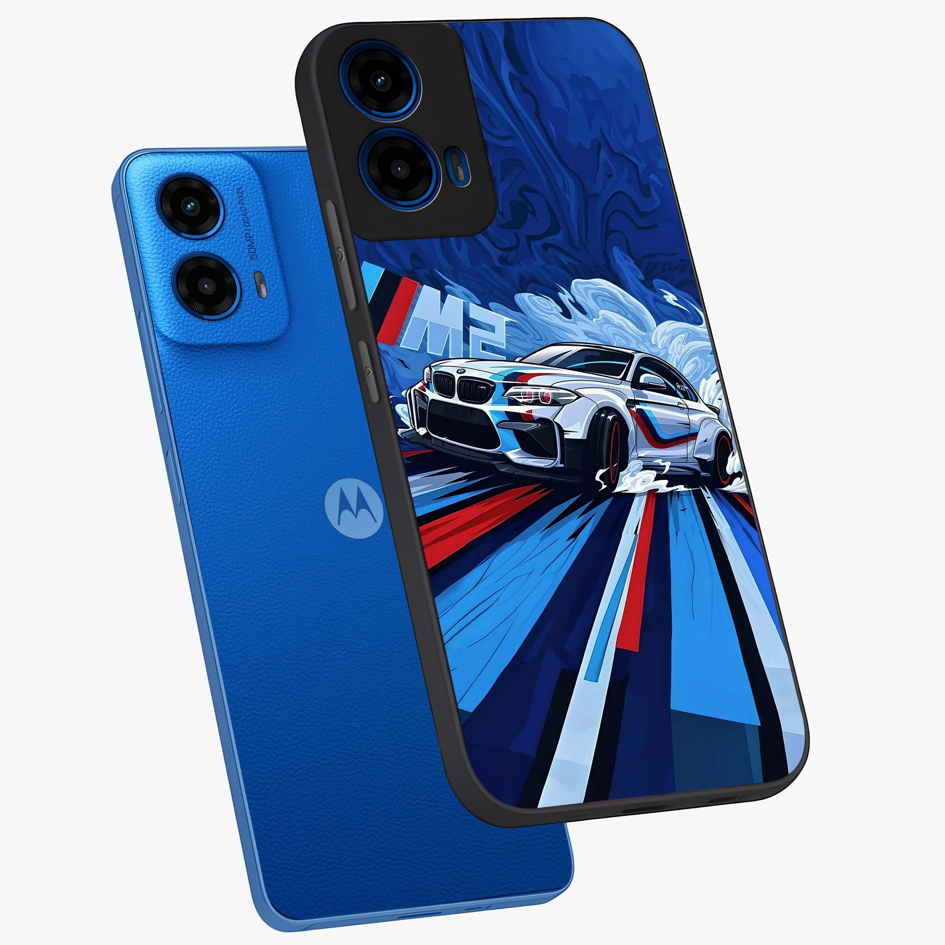 Drift Power Rush Glass Case displayed in angled mockup highlighting powerful drift car design with sporty aesthetic style.