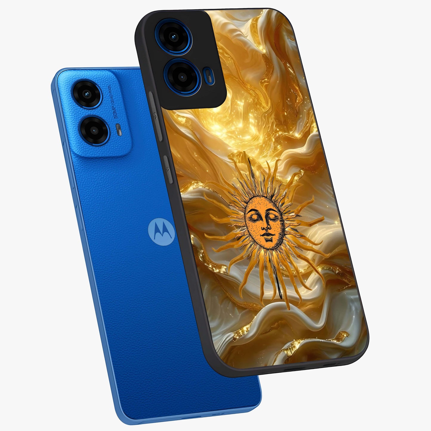 Eternal Golden Glow Glass Case displayed in angled mockup highlighting glowing golden aesthetic design with elegant style.