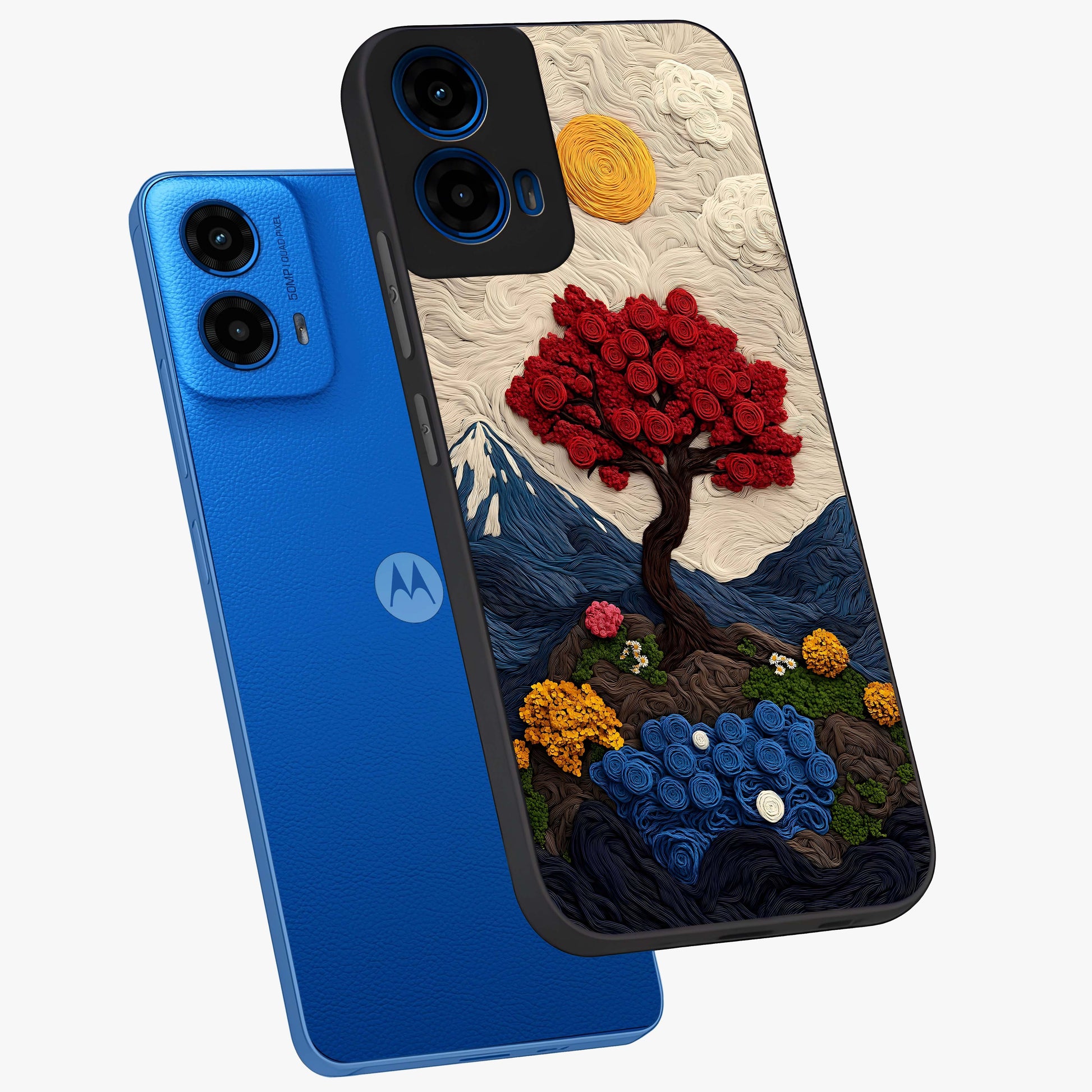 Eternal Nature Tapestry Glass Case displayed in angled mockup highlighting detailed botanical pattern with artistic aesthetic.