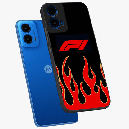 Fire F11 Glass Case displayed in angled mockup highlighting bold fire inspired graphic with energetic aesthetic style.