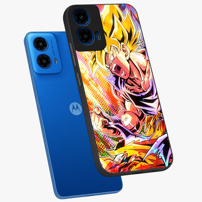 Firing Goku Glass Case displayed in angled mockup highlighting dynamic anime character design with action aesthetic.