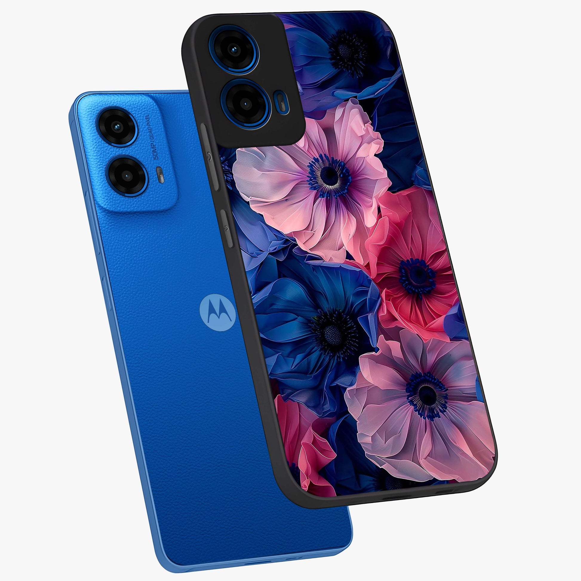 Flower Paper Art Pattern Glass Case displayed in angled mockup highlighting layered paper flower design with artistic aesthetic.