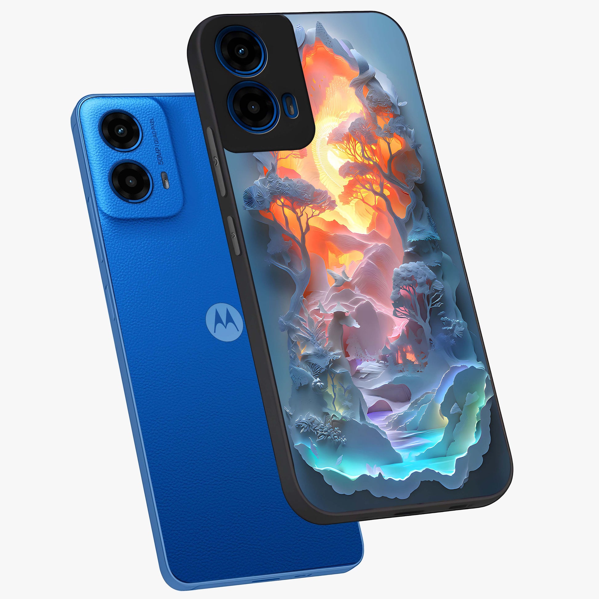 Glow Forest Portal Glass Case displayed in angled mockup highlighting mystical forest design with magical glowing aesthetic.