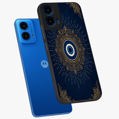 Golden Celestial Charm Glass Case displayed in angled mockup highlighting sparkling cosmic charm design with celestial aesthetic.