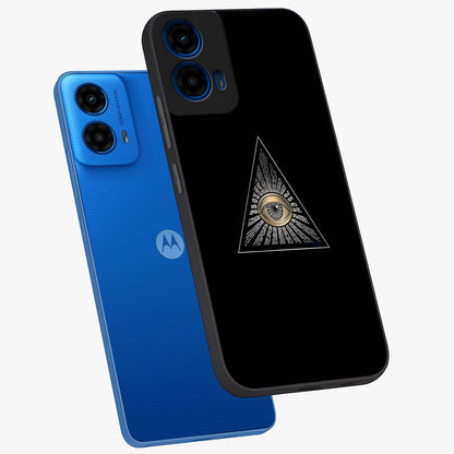 Illuminati Evil Glass Case displayed in angled mockup highlighting dark occult inspired design with bold aesthetic style.
