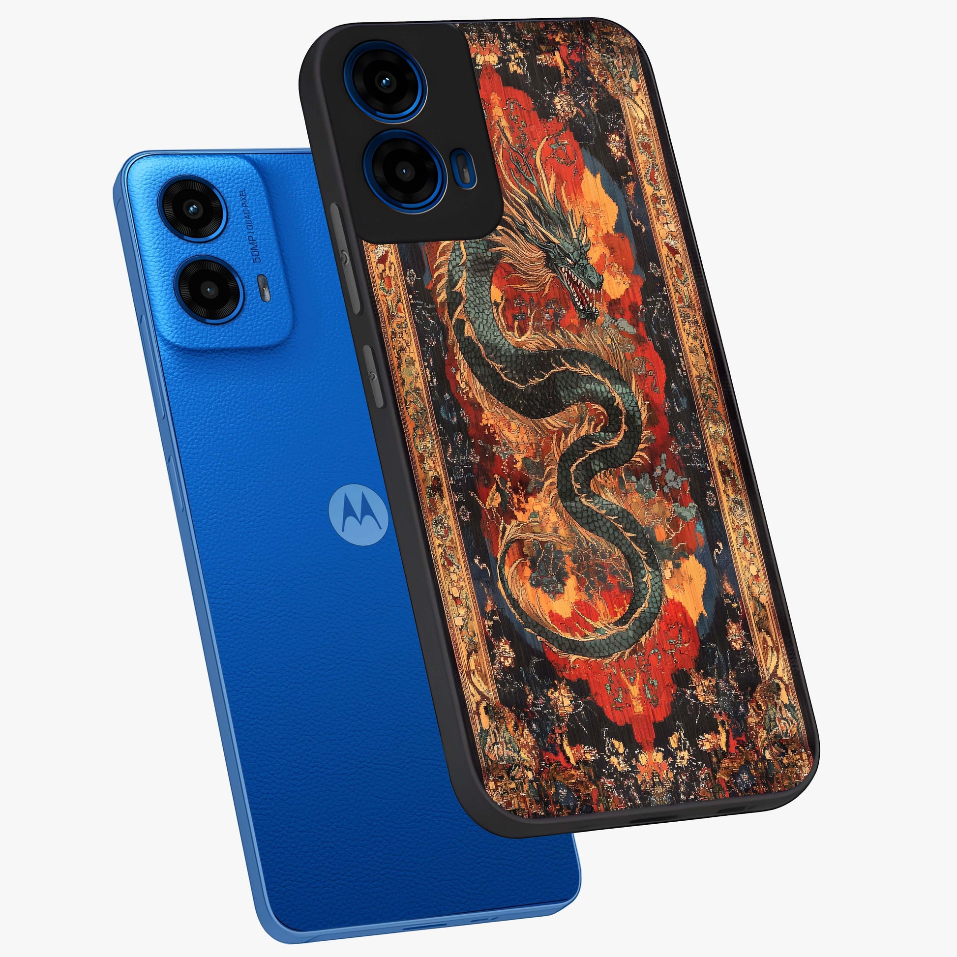 Inferno Dragon Soul Glass Case displayed in angled mockup highlighting powerful dragon illustration with inferno aesthetic.