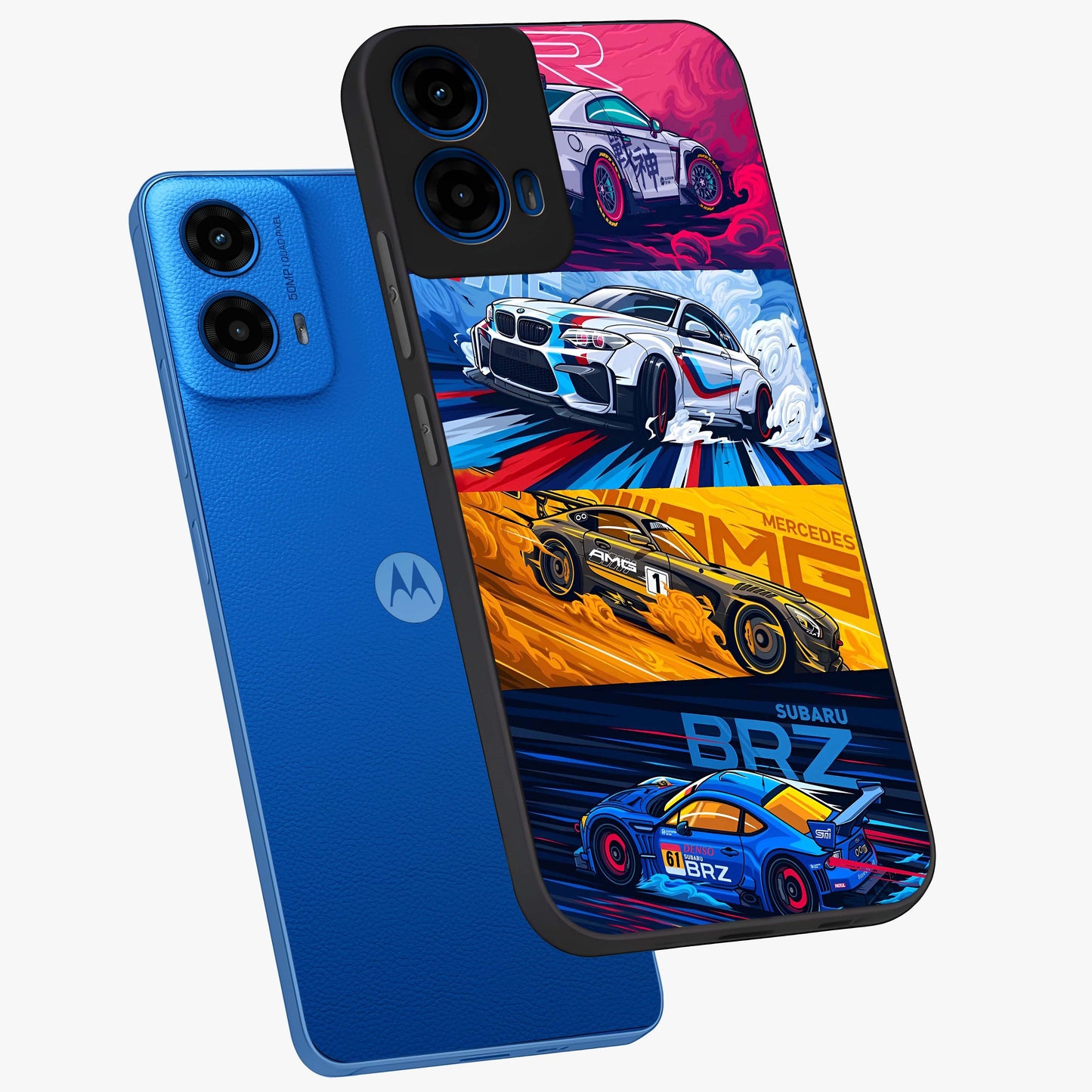 JDM Sports Car Glass Case displayed in angled mockup highlighting sleek Japanese racing car design with automotive aesthetic.