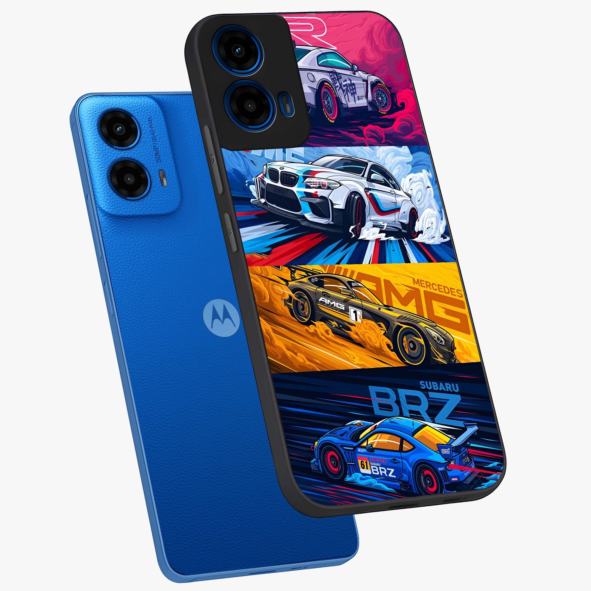 JDM Sports Car Glass Case displayed in angled mockup highlighting sleek Japanese racing car design with automotive aesthetic.