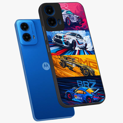 JDM Sports Car Glass Case displayed in angled mockup highlighting sleek Japanese racing car design with automotive aesthetic.