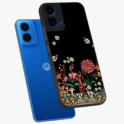 Midnight Bloom Pattern Glass Case displayed in angled mockup highlighting elegant flower design with midnight aesthetic style.