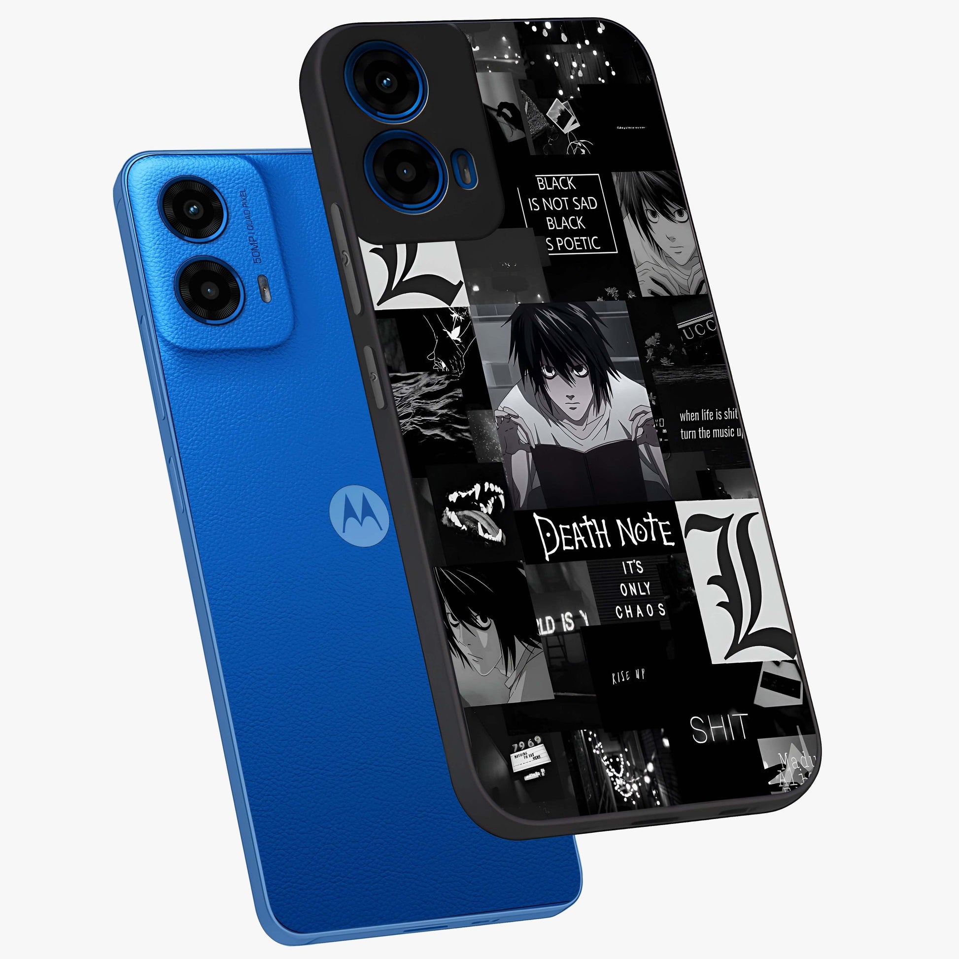 Midnight Chaos Mind Glass Case displayed in angled mockup highlighting chaotic artistic design with dramatic midnight aesthetic.