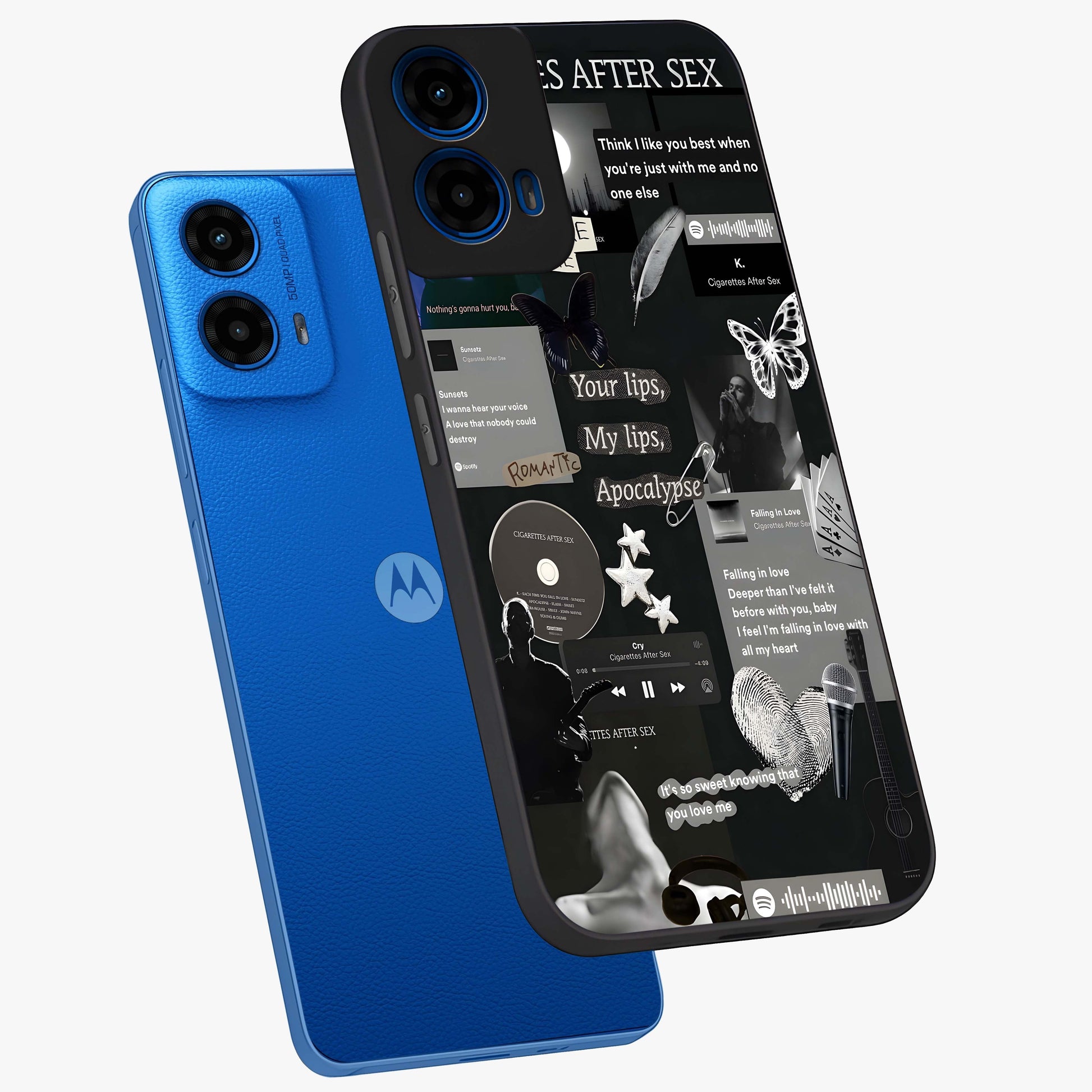 Midnight Love Echo Glass Case displayed in angled mockup highlighting elegant love inspired design with deep aesthetic style.