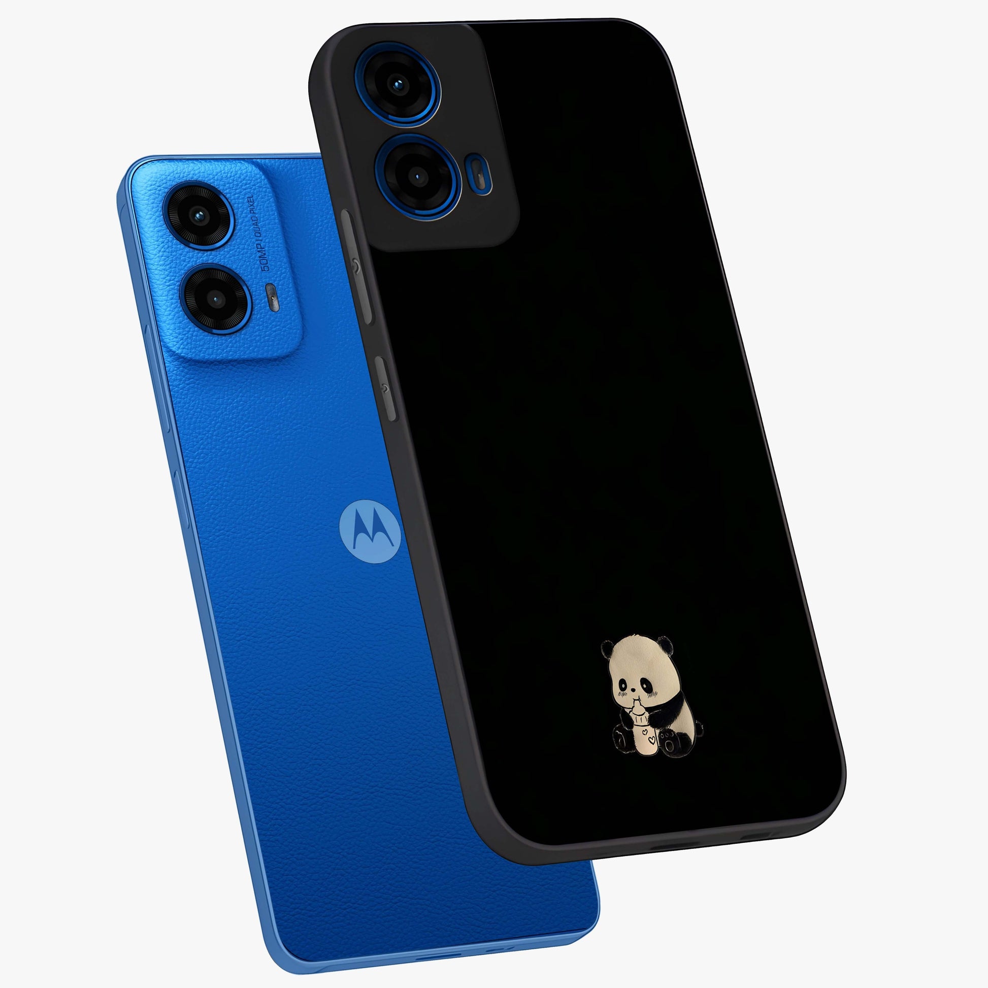 Midnight Panda Love Glass Case displayed in angled mockup highlighting adorable panda illustration with midnight aesthetic.