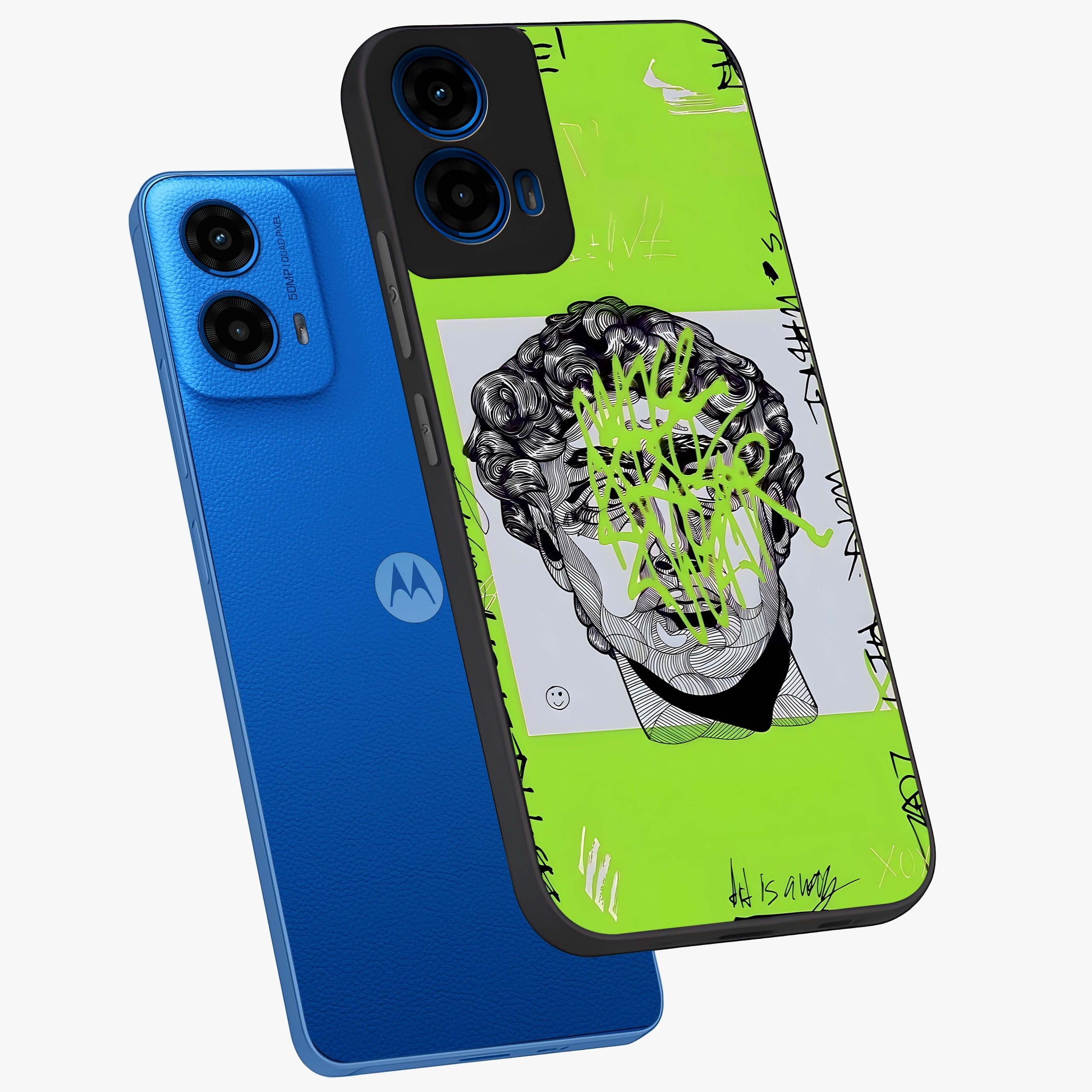 Neo Graffiti Rebellion Glass Case displayed in angled mockup highlighting urban street art design with rebellious aesthetic.
