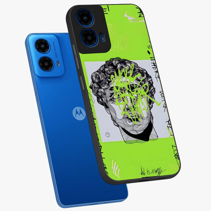 Neo Graffiti Rebellion Glass Case displayed in angled mockup highlighting urban street art design with rebellious aesthetic.