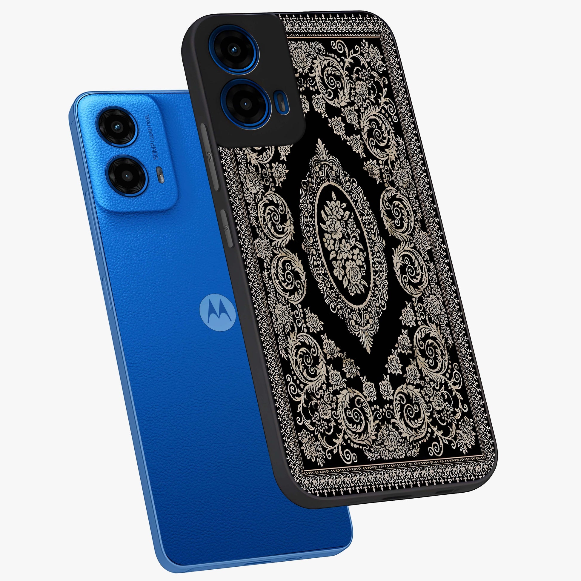 Noir Bloom Elegance Glass Case displayed in angled mockup highlighting refined flower design with stylish noir aesthetic.