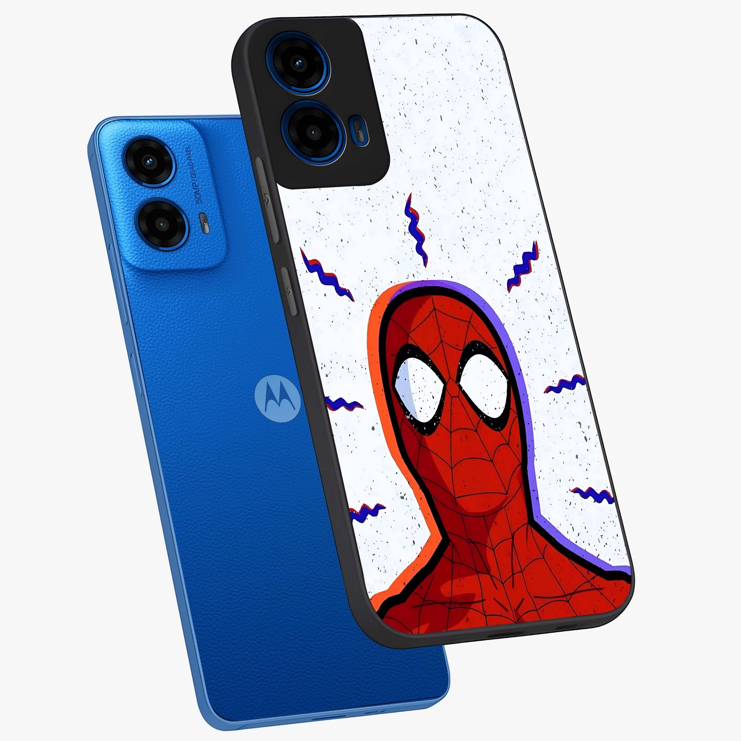 Omg Spiderman Glass Case displayed in angled mockup highlighting dynamic hero illustration with action comic aesthetic.