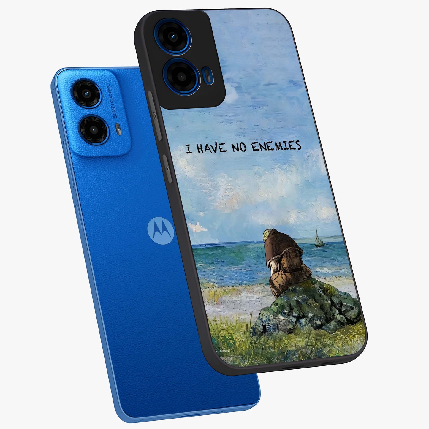 Peace Beyond War Glass Case displayed in angled mockup highlighting meaningful message design with artistic aesthetic style.