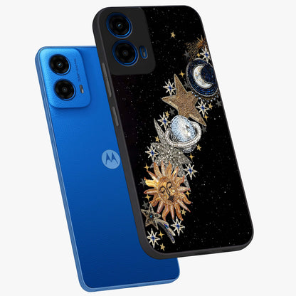 Pearls Universe Object Glass Case displayed in angled mockup highlighting celestial pearl design with dreamy aesthetic.