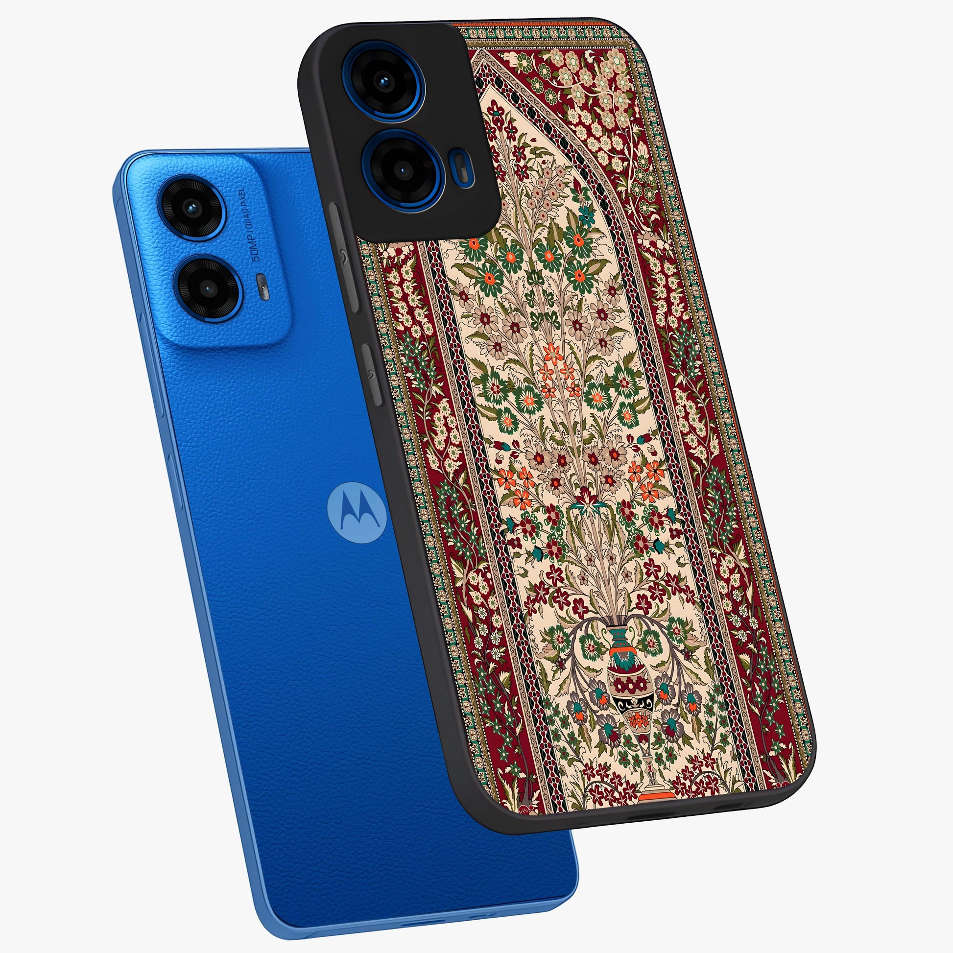 Persian Inspired Glass Case displayed in angled mockup highlighting intricate traditional design with elegant cultural aesthetic.