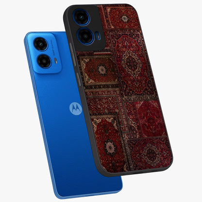 Persian Velvet Tale Glass Case displayed in angled mockup highlighting ornate textile inspired design with royal aesthetic.